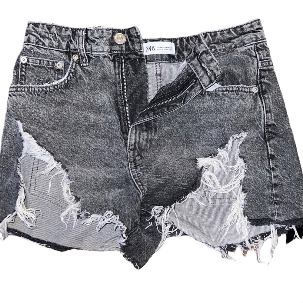 Distressed jean shorts